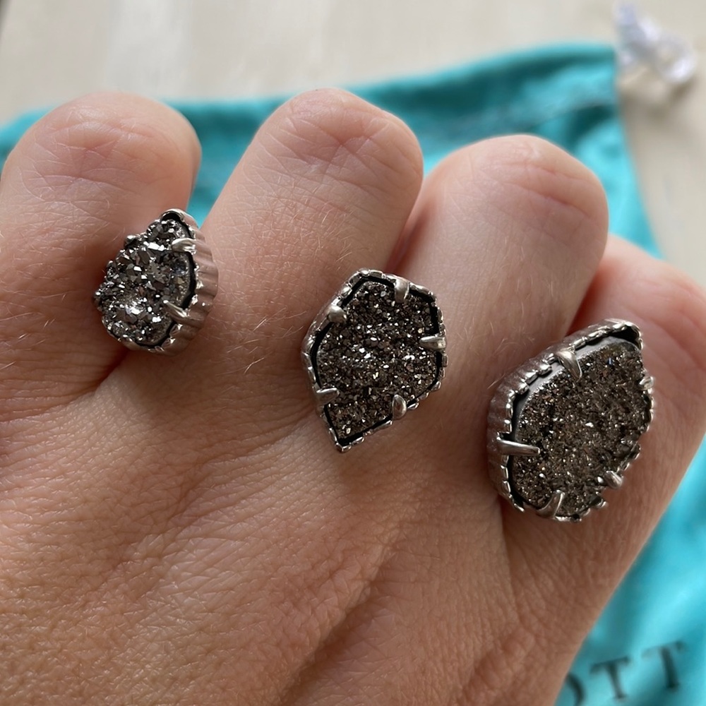 Kendra Scott Naomi Grey Druzy Silver Ring